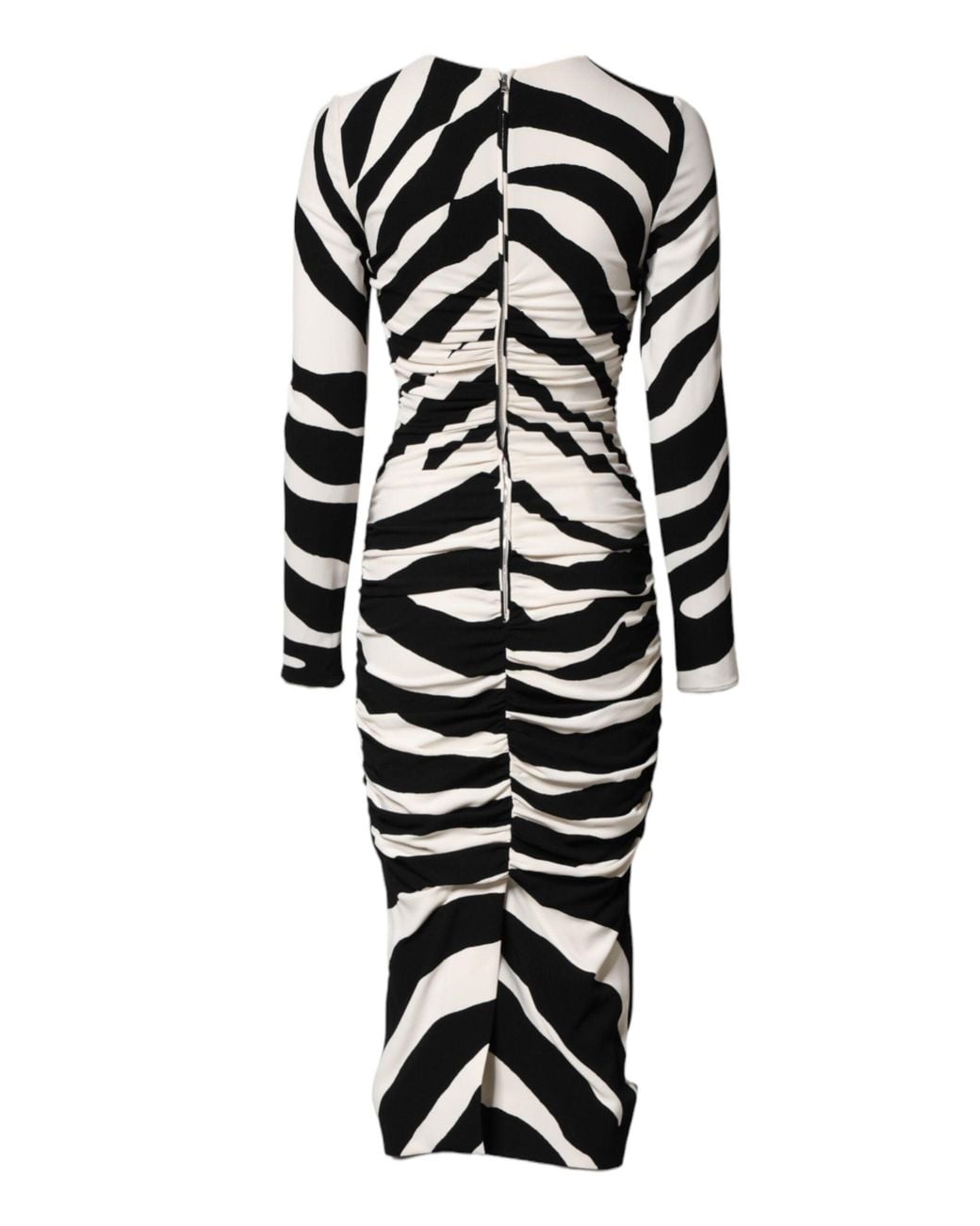Dolce & Gabbana Black Dolce & Gabbana Zebra-Print Silk Dress