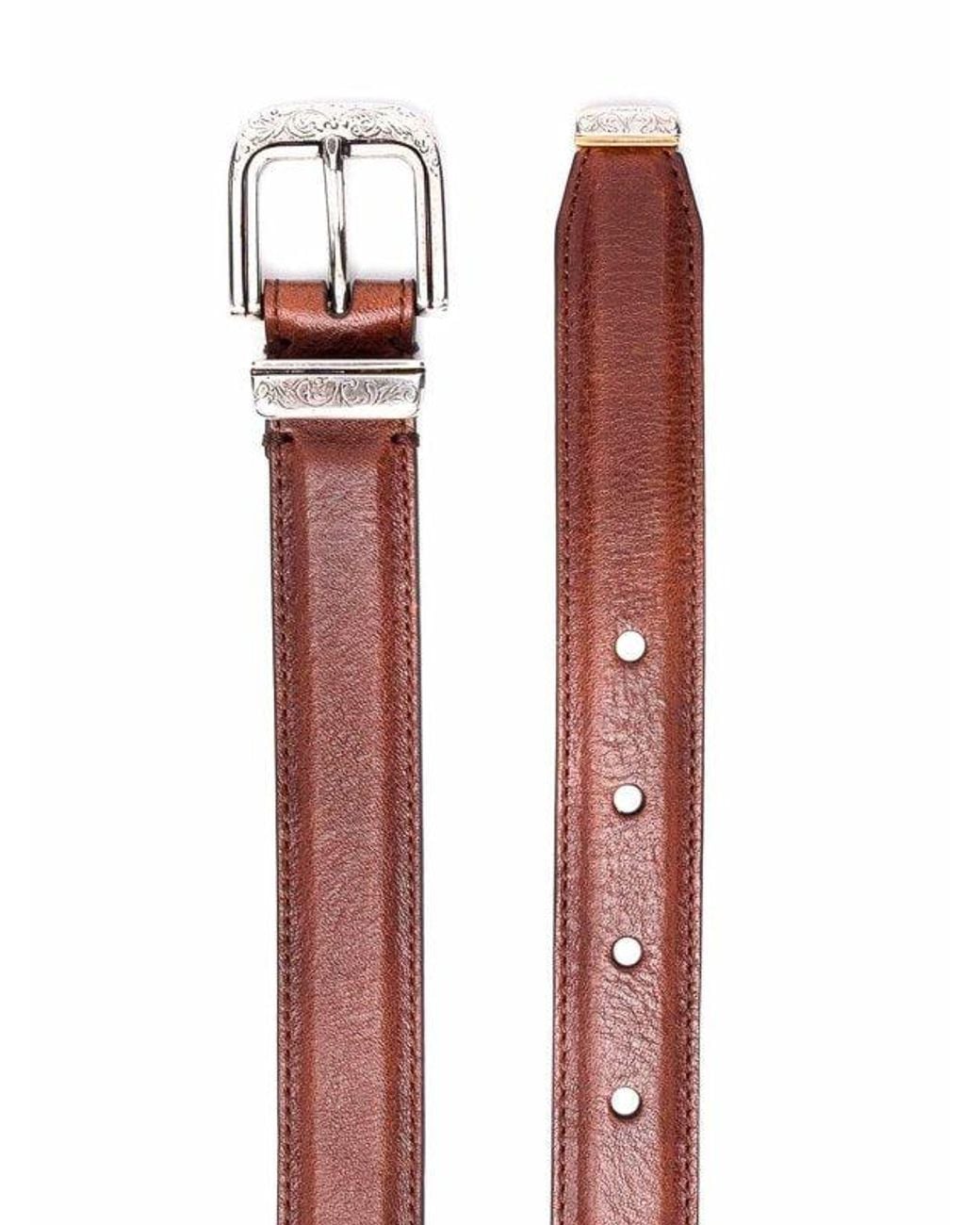 Brunello Cucinelli Brown Leather Belt With Buckle for men