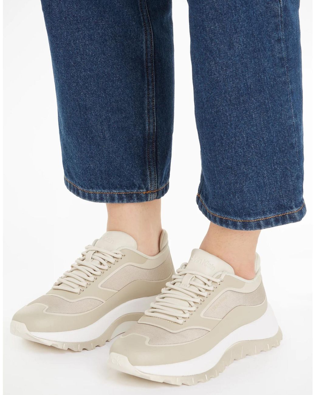 Calvin Klein White Calvin Klein 2 Piece Sole Runner Sneaker