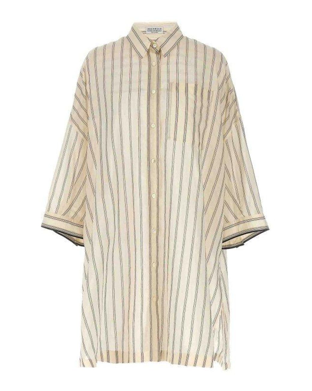 Brunello Cucinelli Natural Silk Blend Oversized Shirt