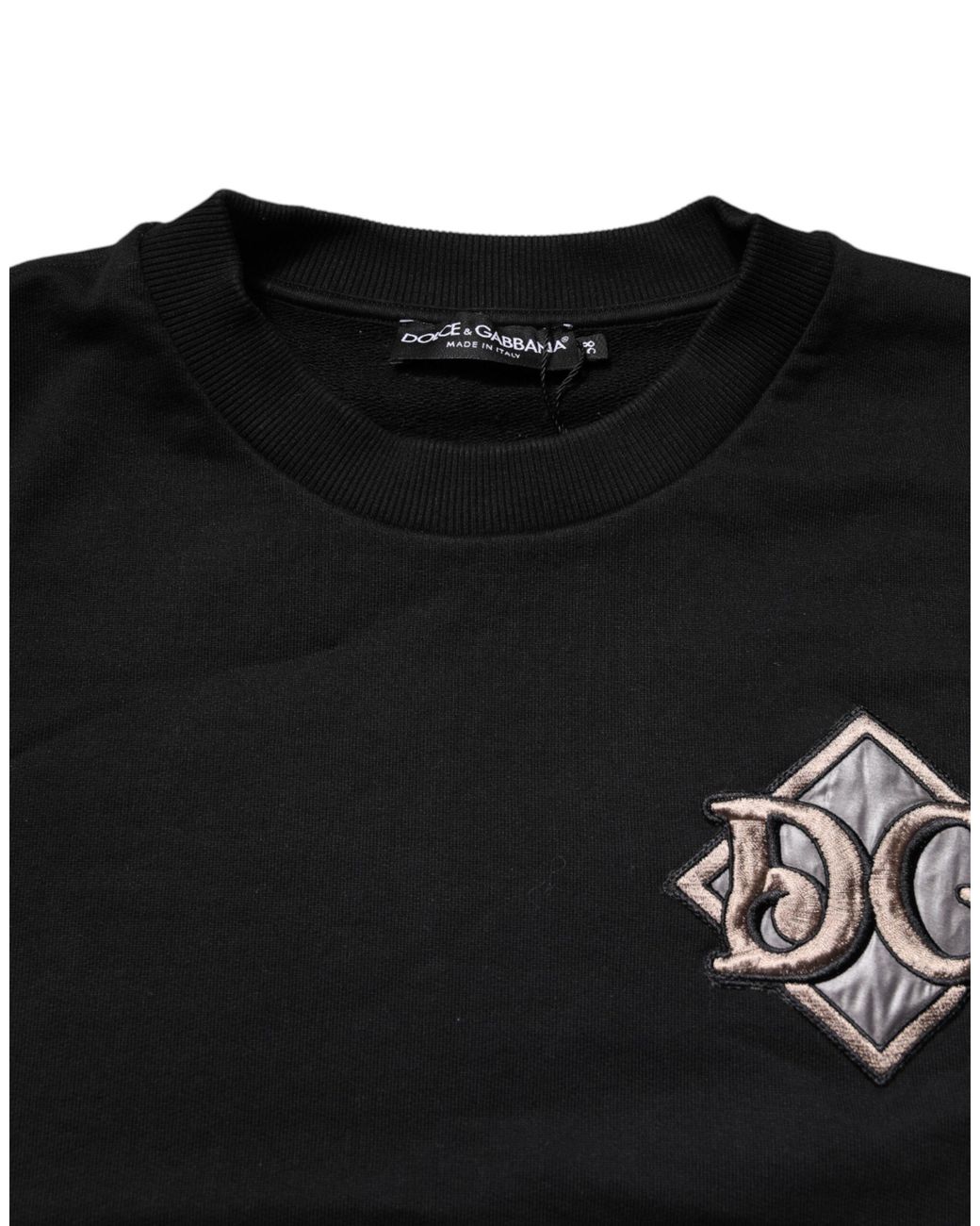 Dolce & Gabbana Black Logo Embroidery Sweatshirt Sweater Cotton Clothing for men