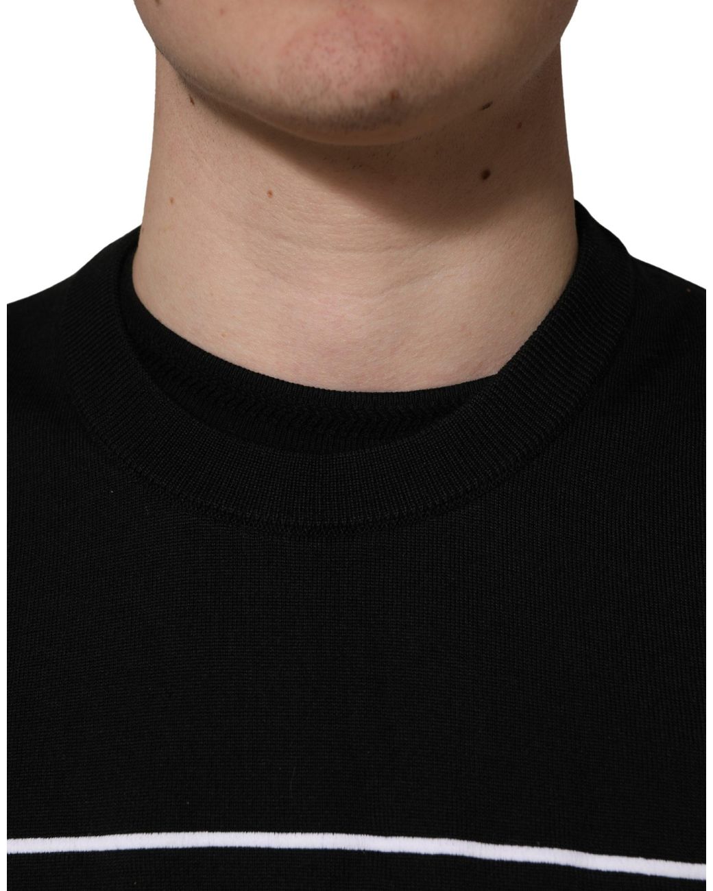 Dolce & Gabbana Black Graphic Logo Crew Neck Wool Pullover Sweater Virgin Clothing for men