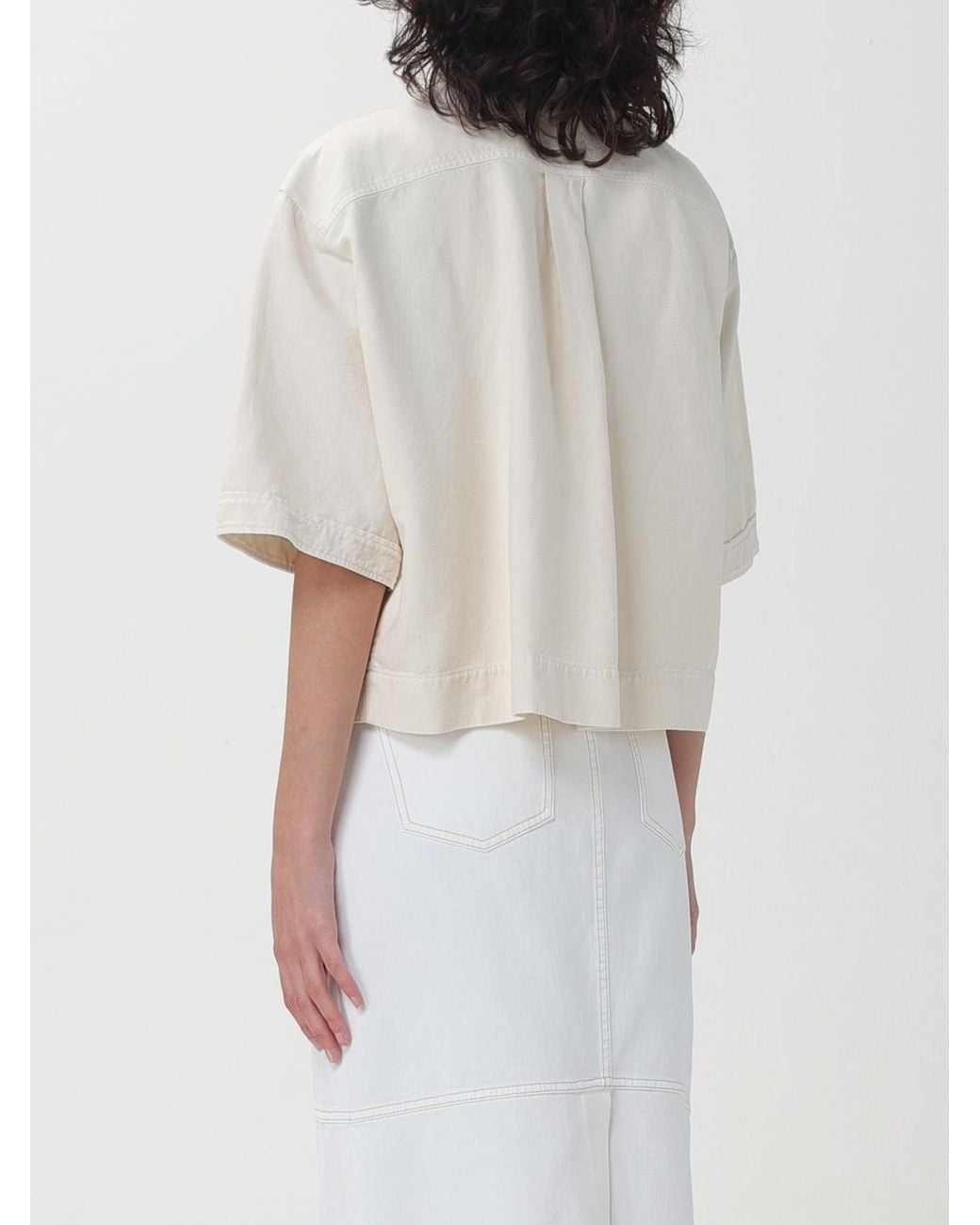 Brunello Cucinelli White Off Boxy Cotton Linen Shirt