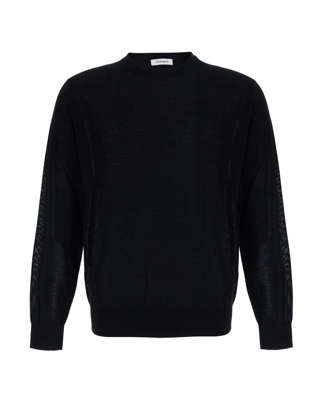 Kangra Blue Crew Neck Sweater Ml F.18Gg Merino Extrafine Wool Tops for men