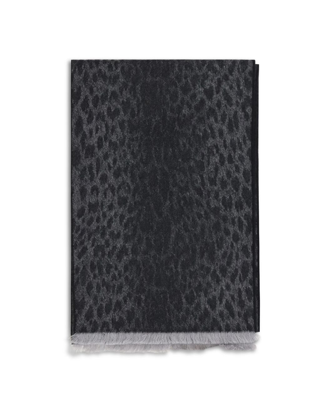 Gucci Black Leopard-Print Wool Scarf With Monogram Merino Ovis Aries Scarfs