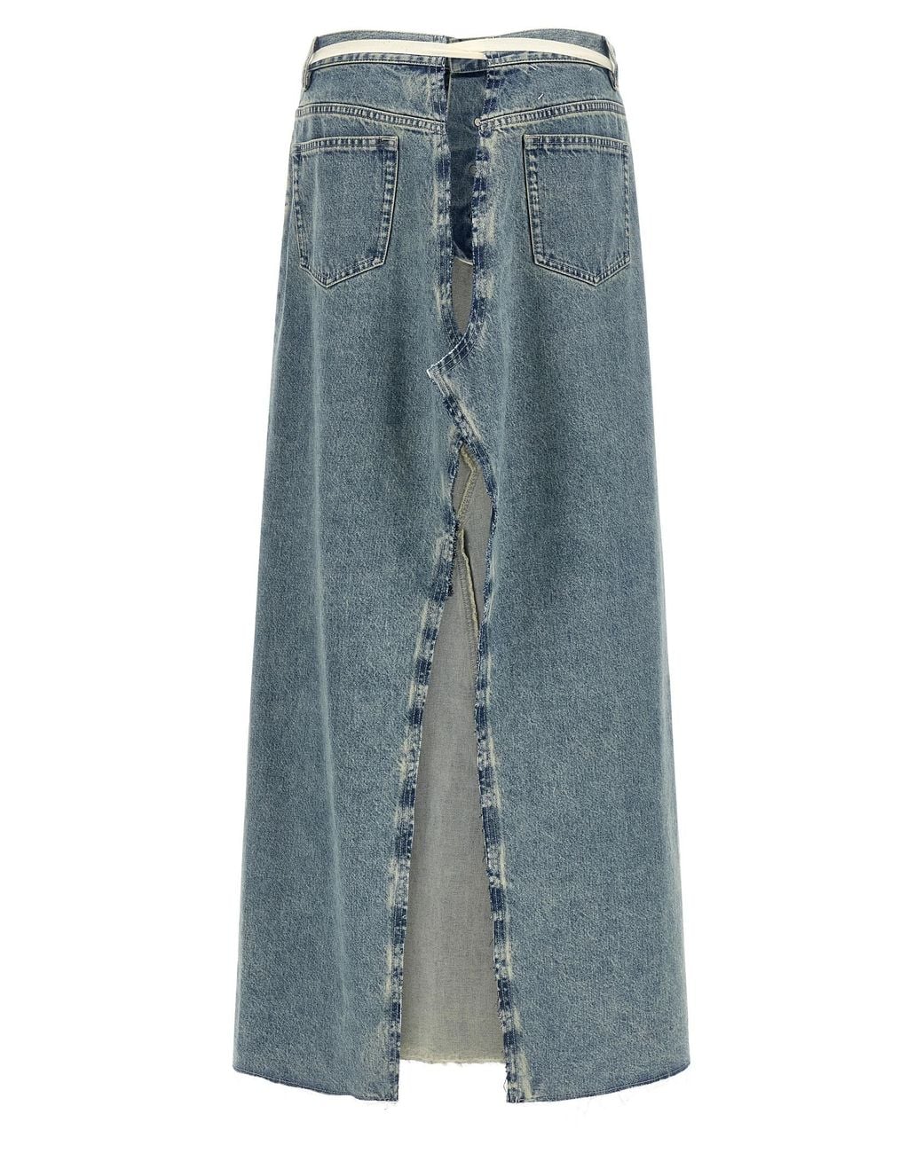 Maison Margiela Blue Cotton Mini Skirt