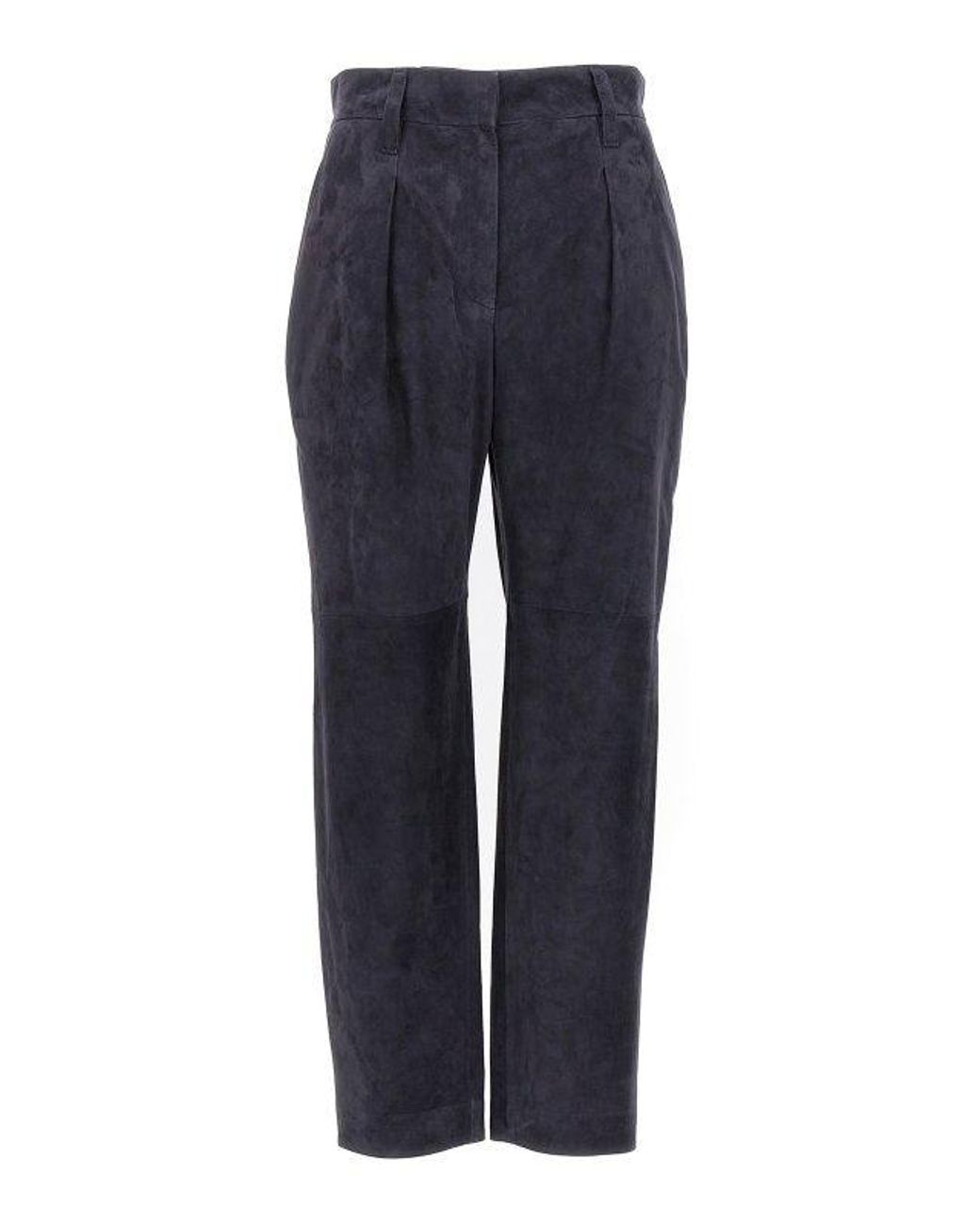 Brunello Cucinelli Blue Dark Suede Trousers