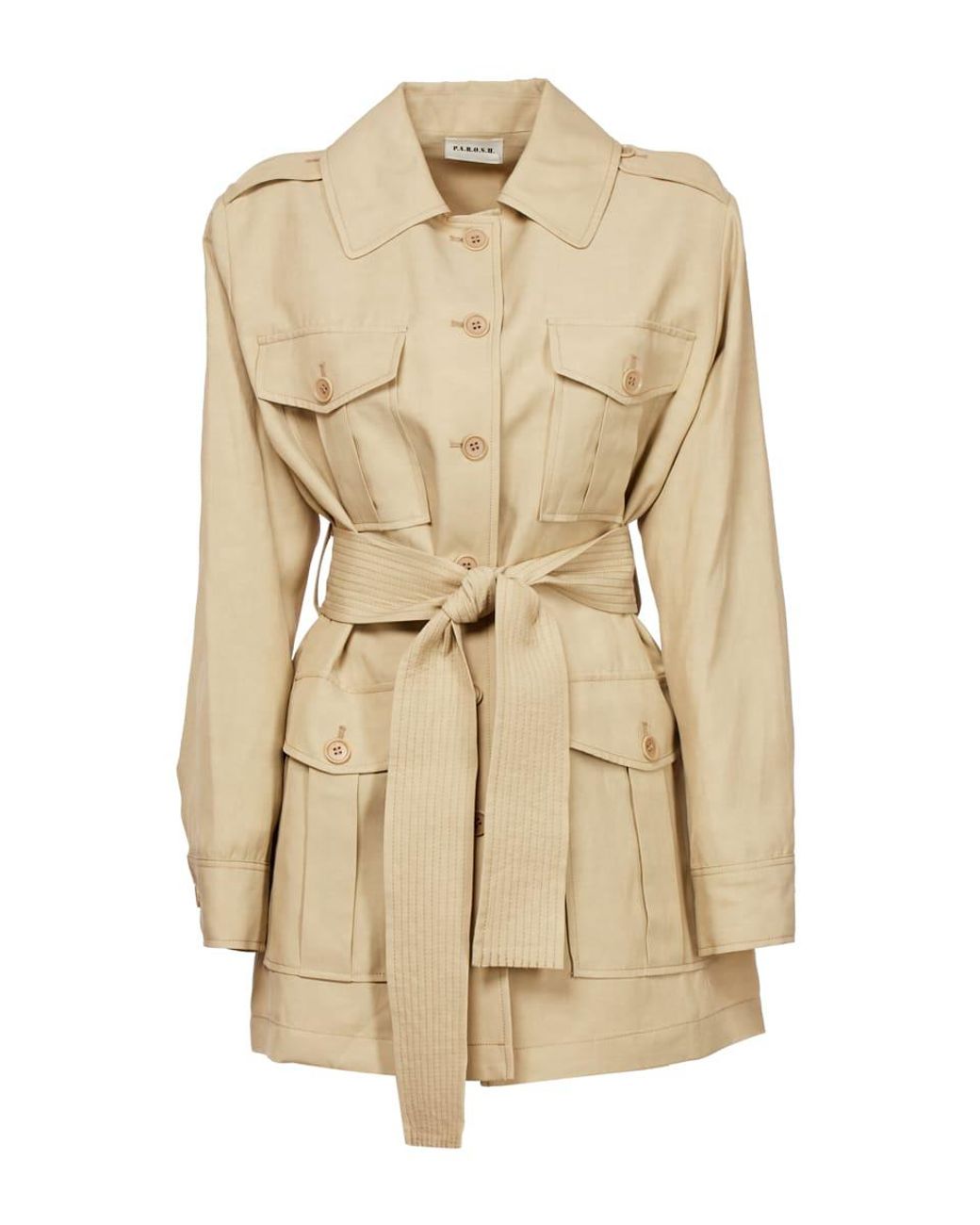 P.A.R.O.S.H. Synthetic Viscose Linen Saharian Jacket in Beige (Natural ...