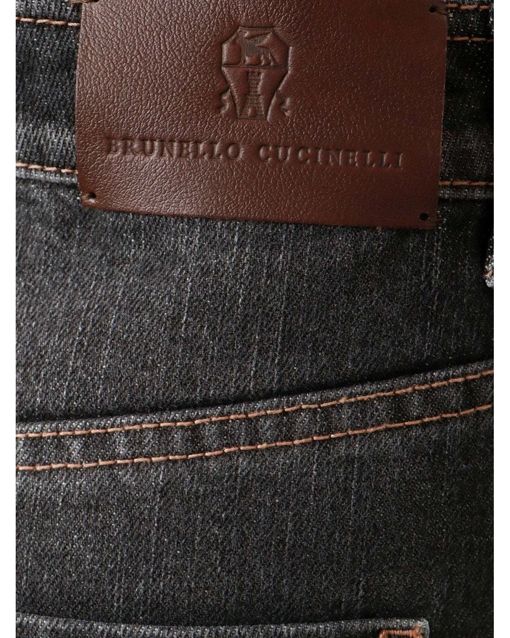 Brunello Cucinelli Black Tapered Denim Trousers