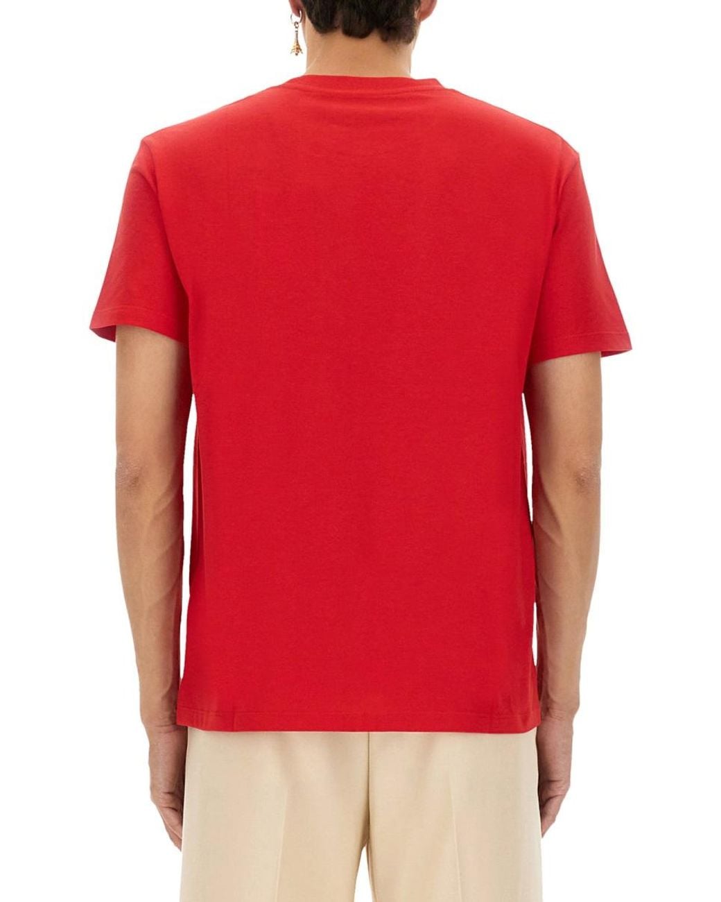 Valentino Red T-Shirt With Signature Vlogo Cotton T-Shirts for men