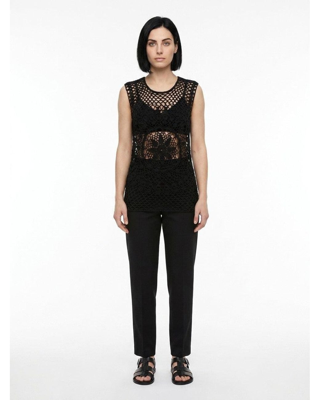 Dolce & Gabbana Black Dolce & Gabbana Lace-Panel Cotton Tank Top