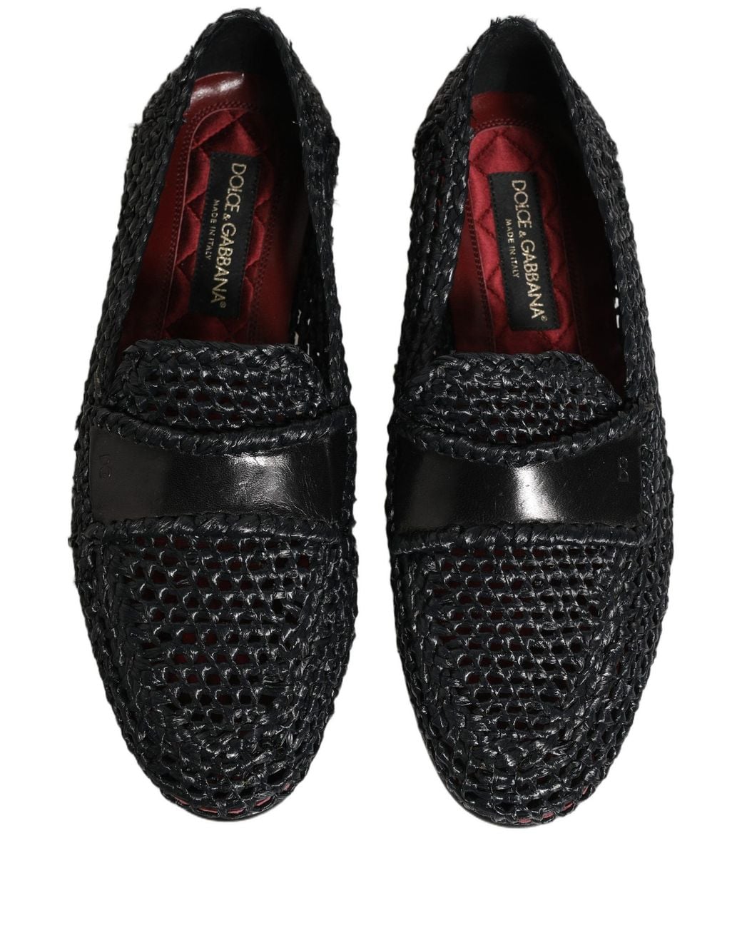 Dolce & Gabbana Brown Woven Raffia Slip On Loafers Shoes Viscose for men
