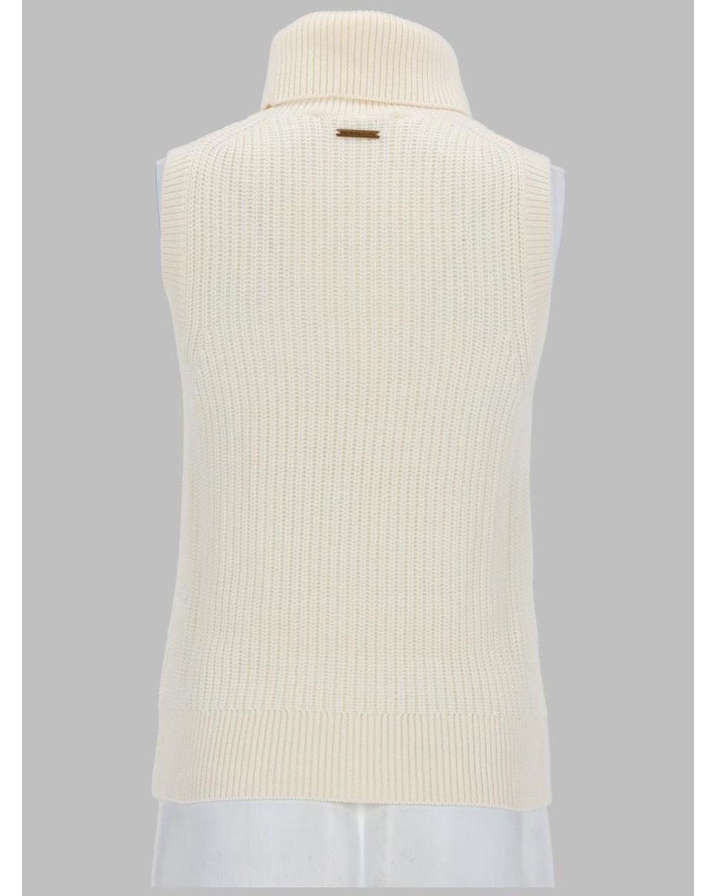 MICHAEL Michael Kors White Sleeveless Turtleneck Knit Sweater Vest