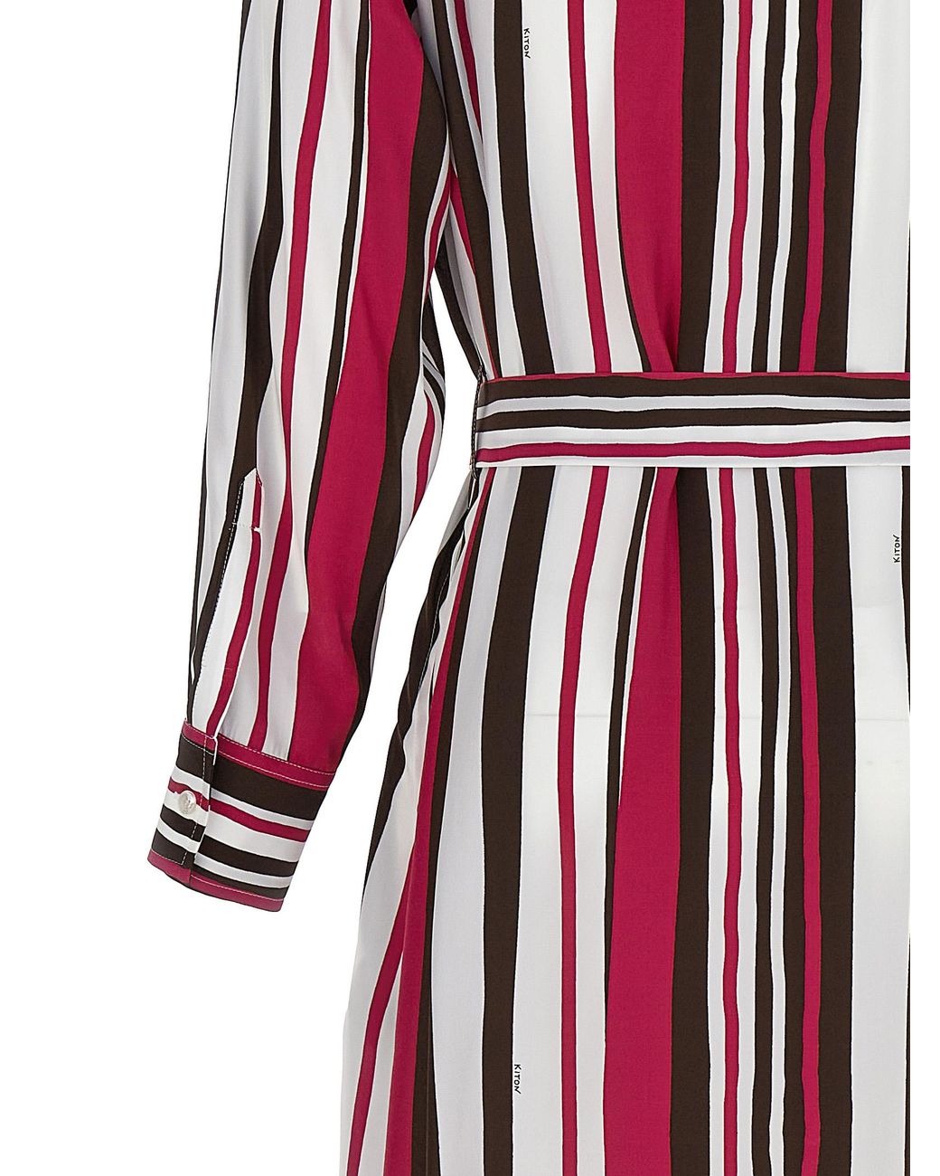 Kiton Red Striped Shirt Dress