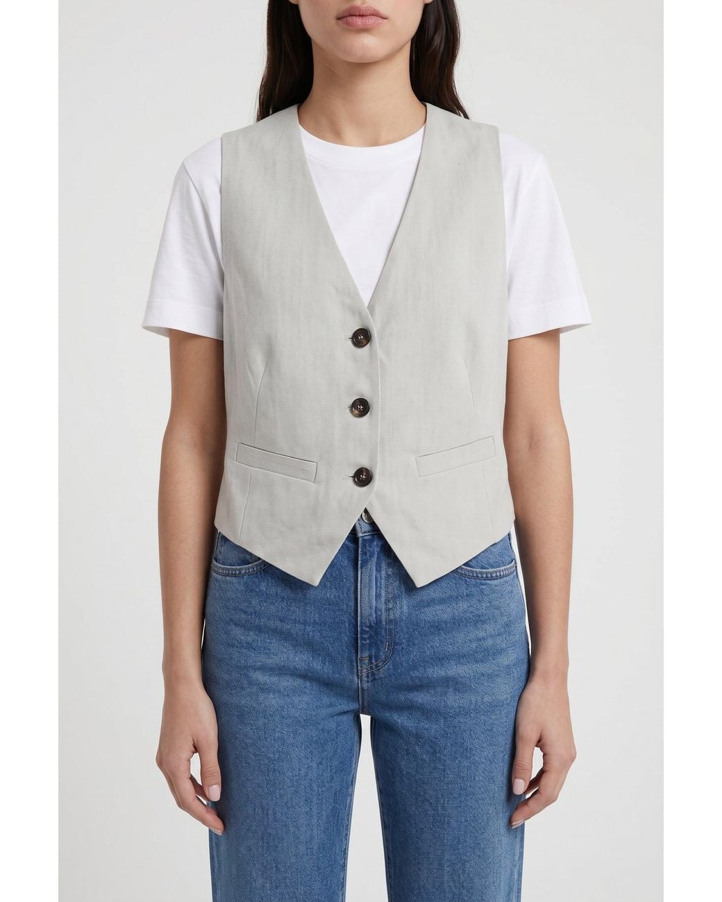 Brunello Cucinelli Blue Light Linen Blend Vest