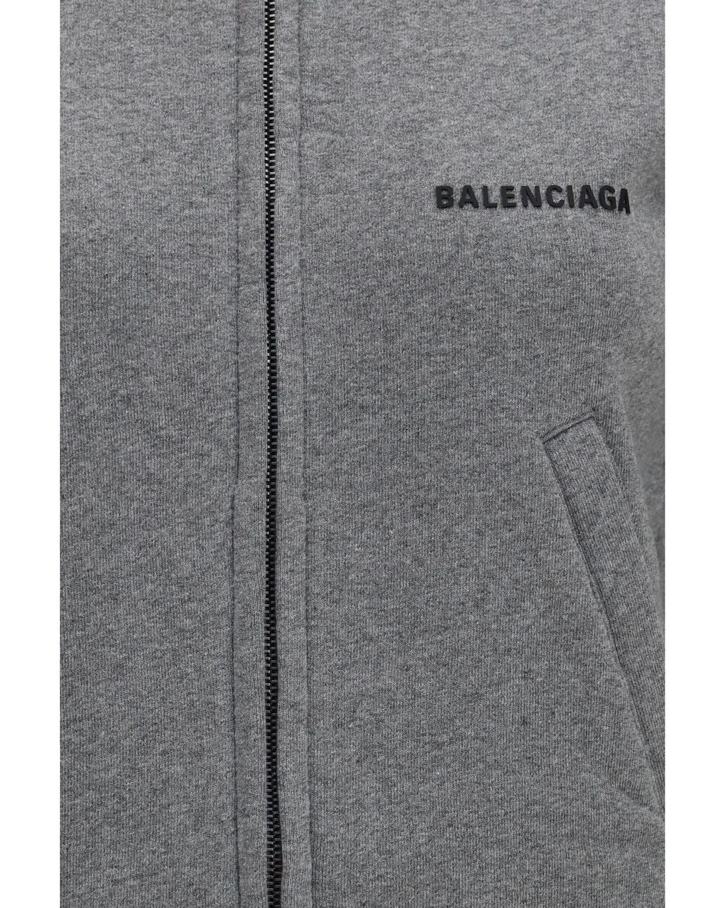 Balenciaga Gray Fitted Zip-Up Hoodie Cotton Jacket