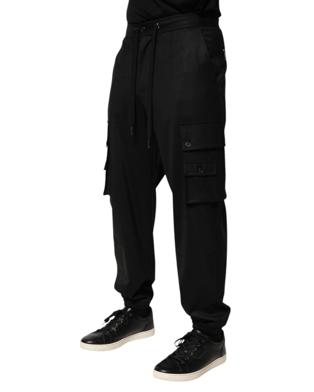 Dolce & Gabbana Black Cargo Pants Drawstring Waist for men