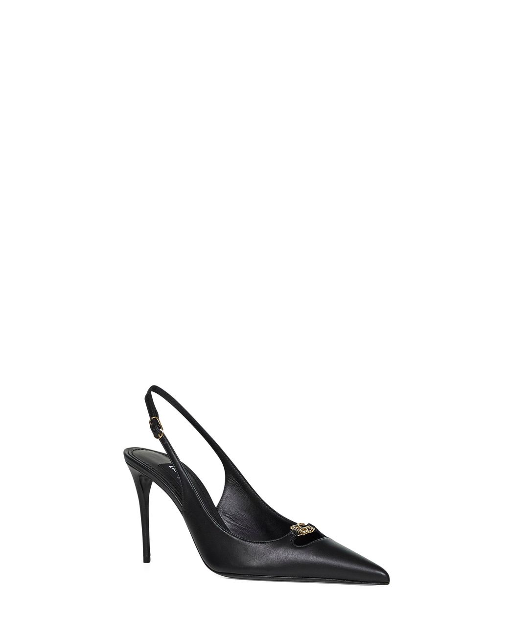 Dolce & Gabbana Black Silky Nappa Leather Lollo Slingback Pumps