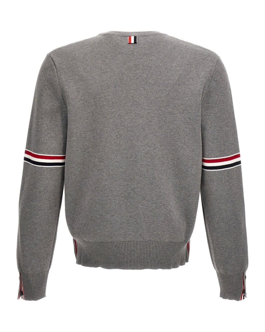 Thom Browne Gray Striped Sleeve Sweater