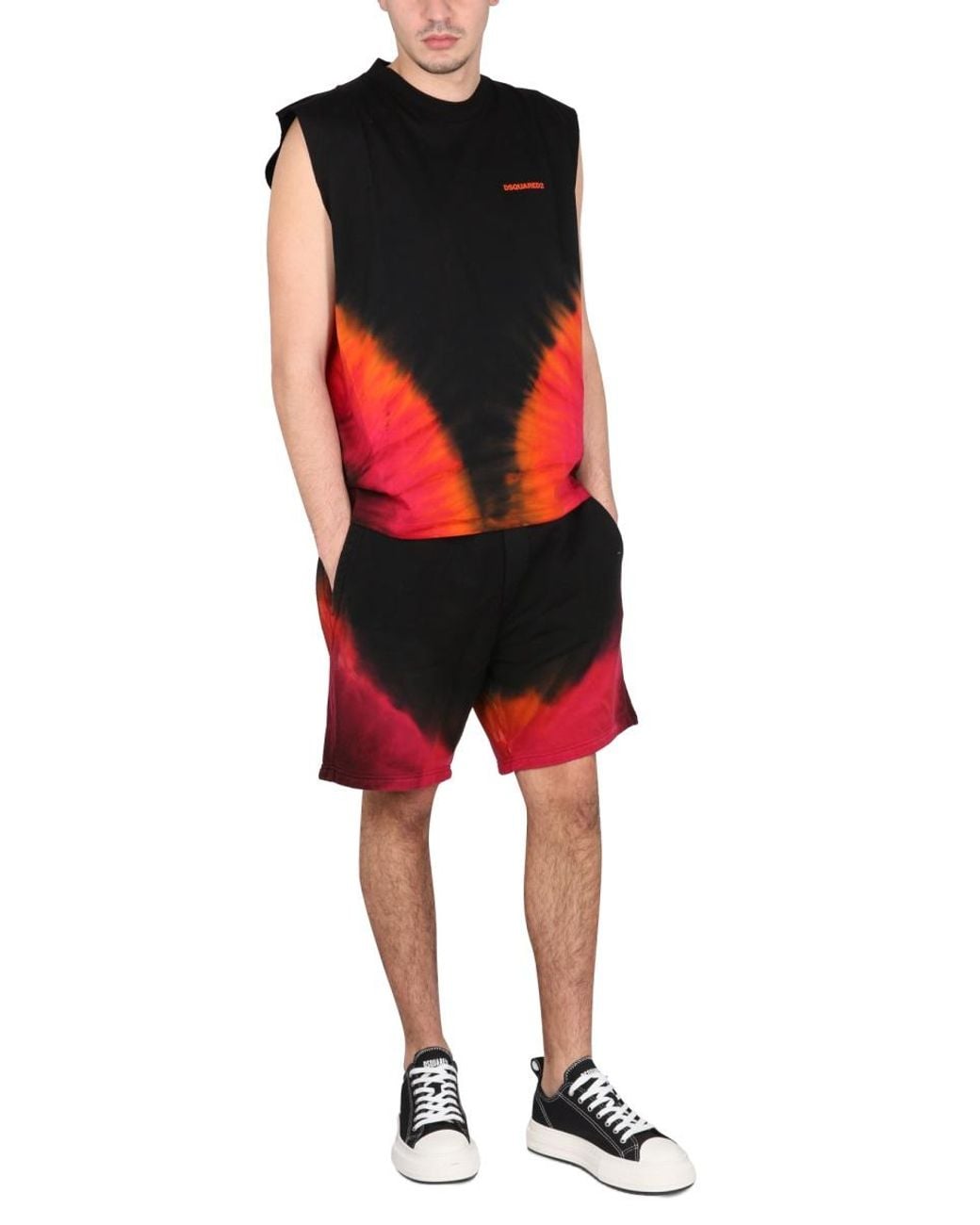DSquared² Red Short Flame Cotton for men