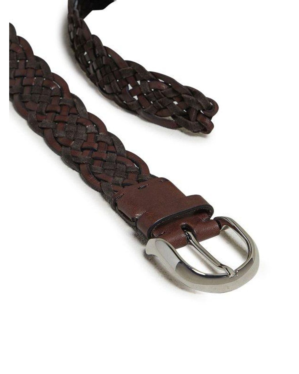 Brunello Cucinelli Black Moors Head Braided Leather Belt for men