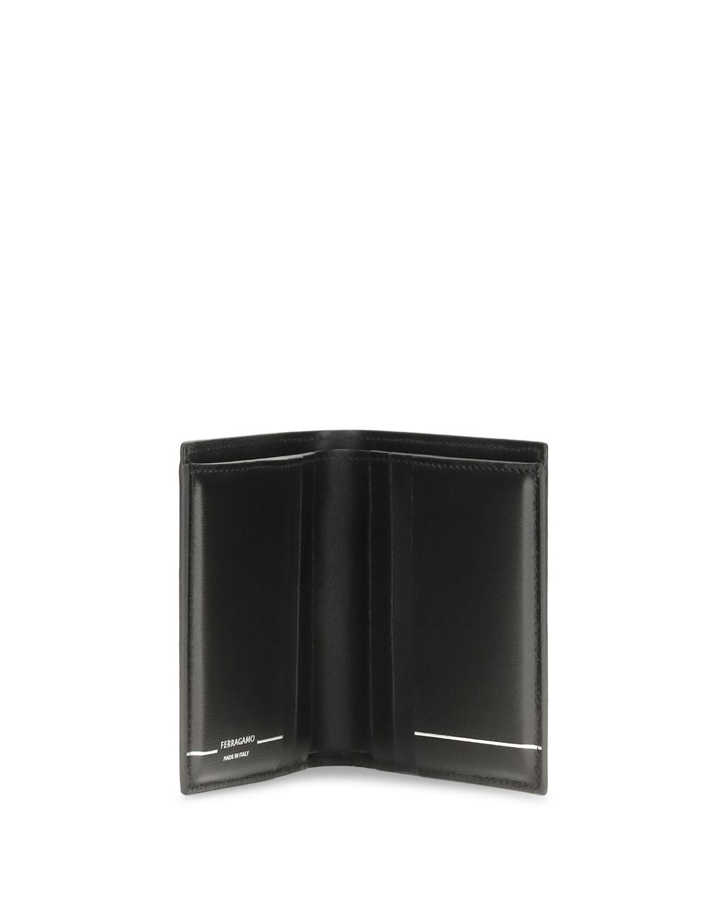 Ferragamo Black Bifold Wallet Gancini Calfskin Calf Leather Umbrellas for men