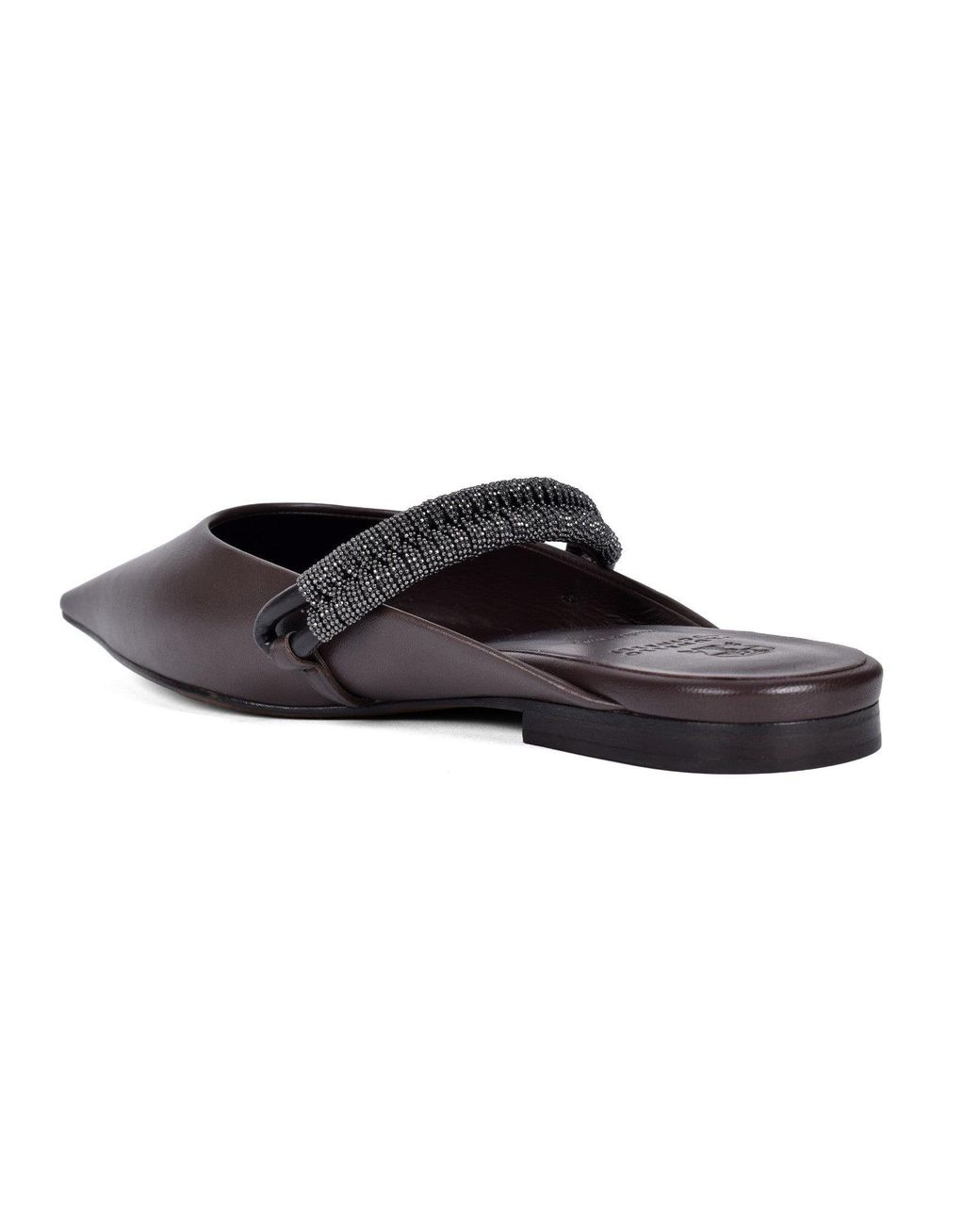 Brunello Cucinelli Black Dark Leather Flats