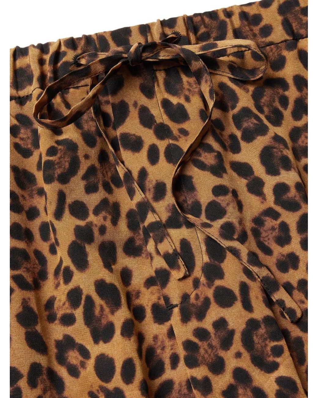 Valentino Brown Animalier Crepe De Chine Shorts