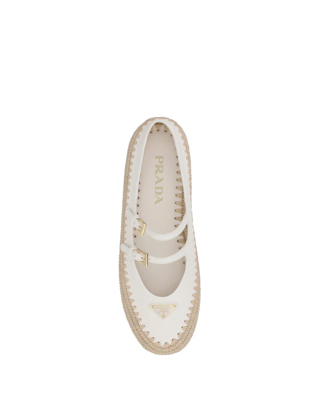 Prada Nappa Leather Ballerinas in White | Lyst