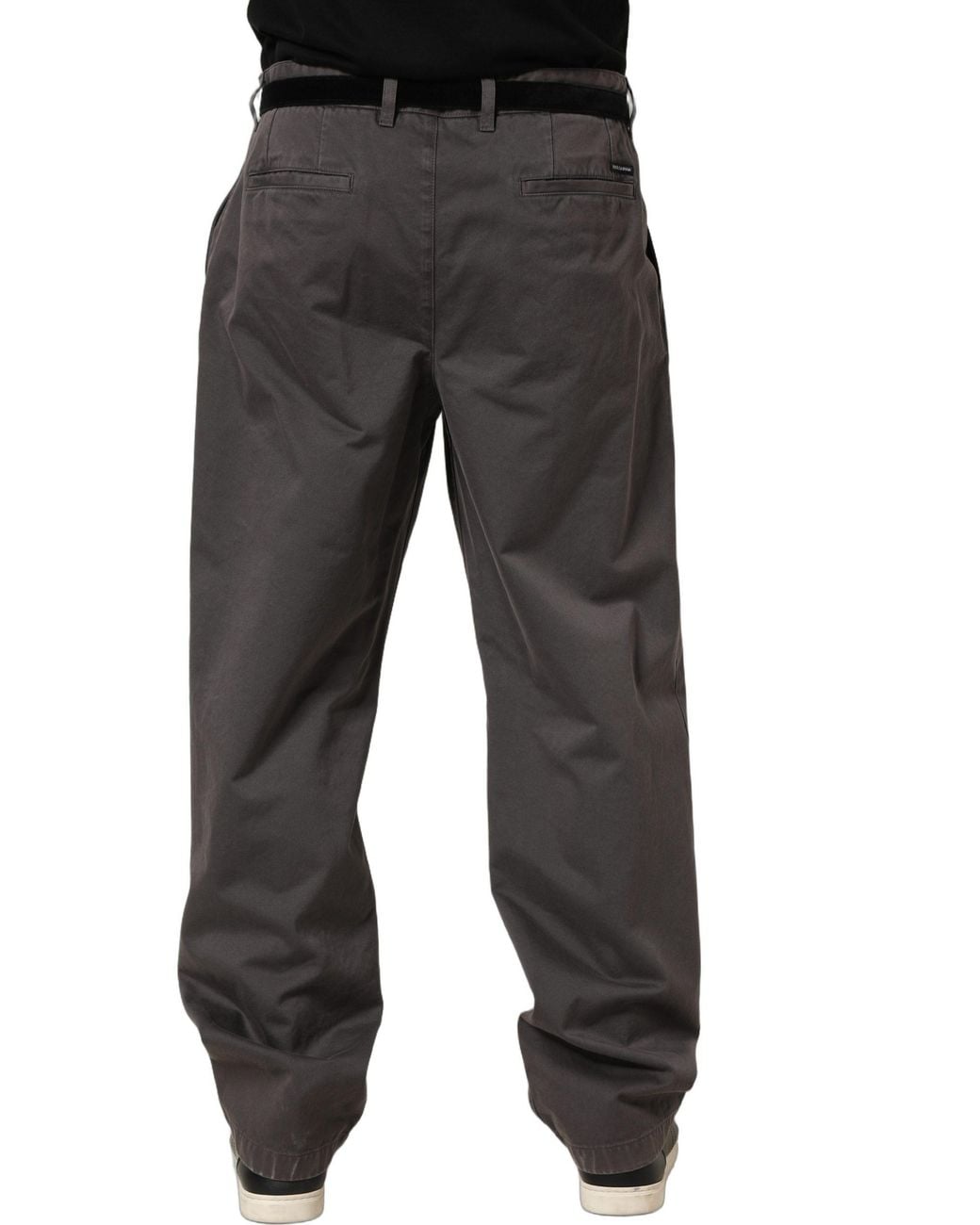 Dolce & Gabbana Gray Midwaist Straight Trouser Pants Cotton for men