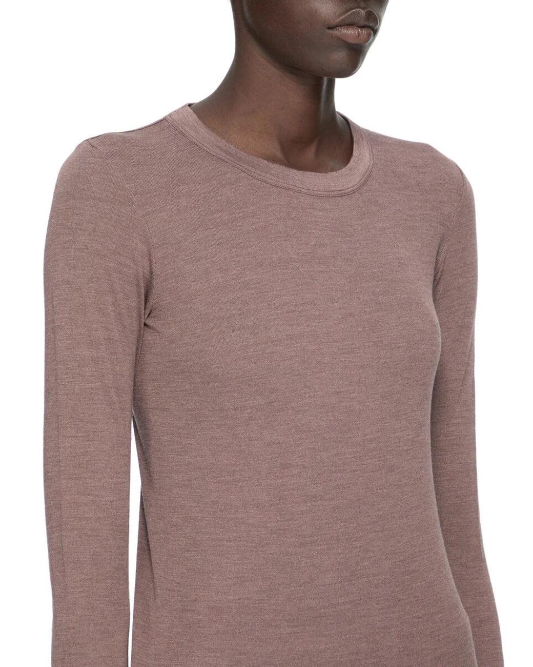 Rick Owens Purple T-Shirt Manches Longues Rib Côtelé Profond T-Shirts And Polos