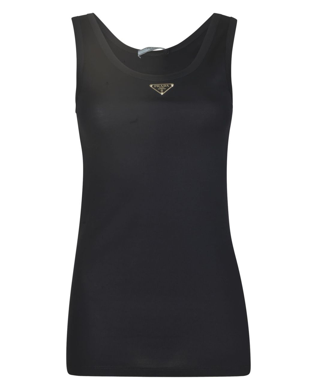 Prada Logo Plaque Tank Top in Black | Lyst