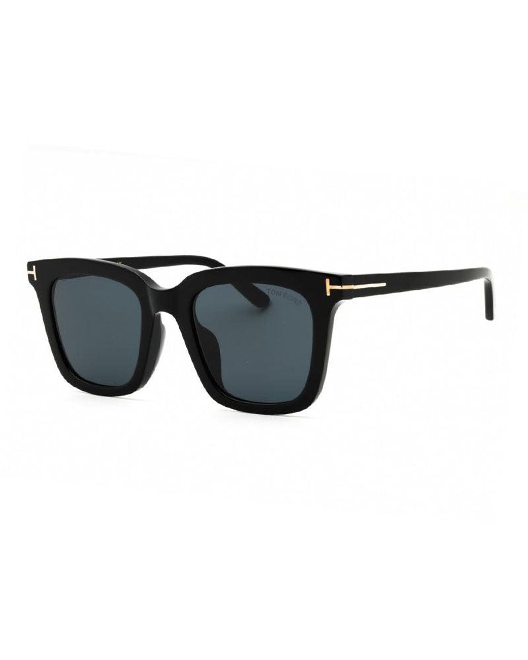 Tom Ford Black Sunglasses Square Full Rim, Shiny Frame And Smoke Lens Ft0970-K01A