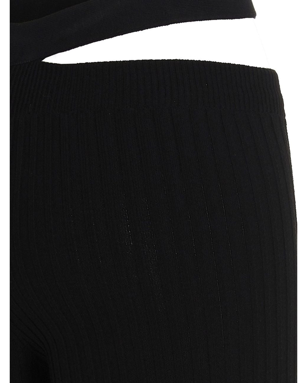ANDREADAMO Black Ribbed Flared Trousers Pant