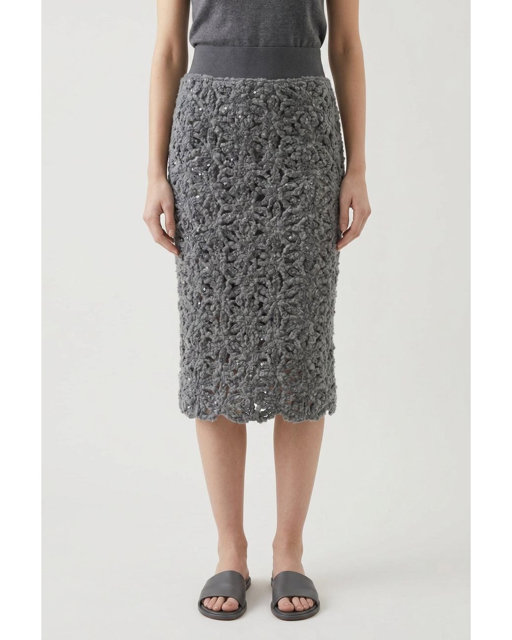 Brunello Cucinelli Black Medium Wool Pencil Skirt