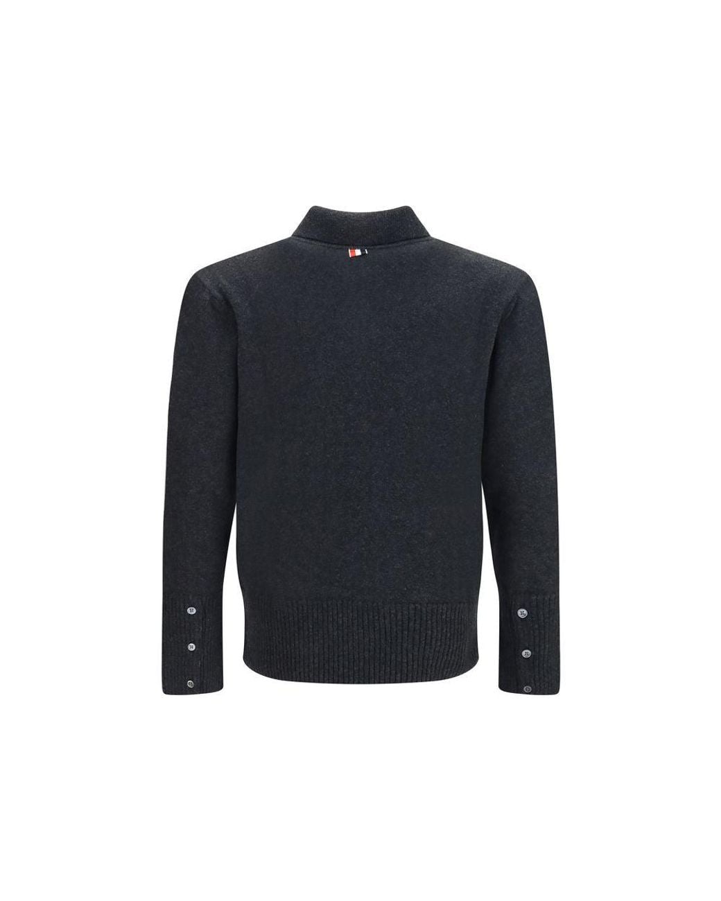 Thom Browne Gray Thom Browne 4-Bar Cable-Knit Merino Wool Polo Shirt for men