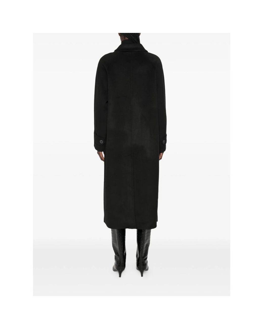 The Dynamis Studio Black Raglan-Sleeve Button-Down Coat