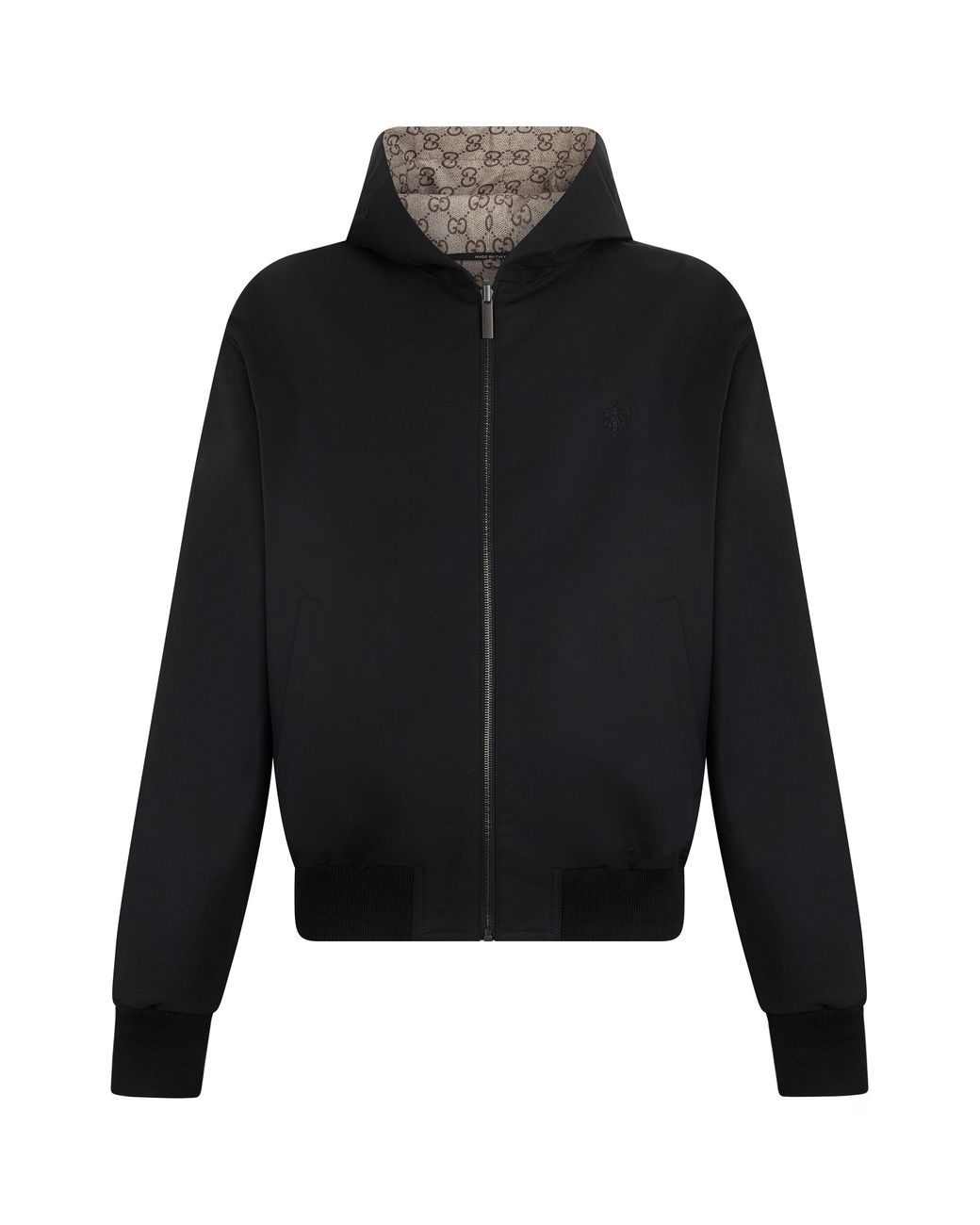 Gucci Black Bomber Jacket Reversible With Hood Cotton for men