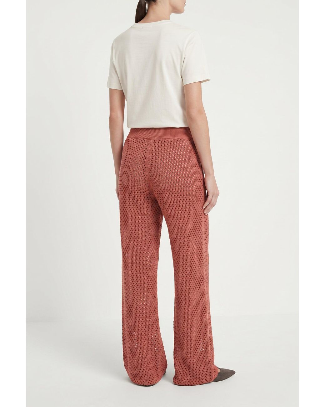 Brunello Cucinelli Red Rust Relaxed Knit Trousers