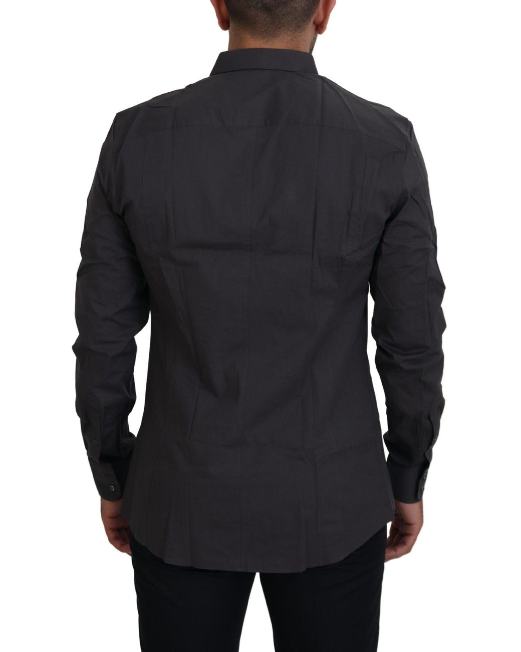 Dolce & Gabbana Black Sicilia Slim Fit Stretch Dress Shirt Cotton for men