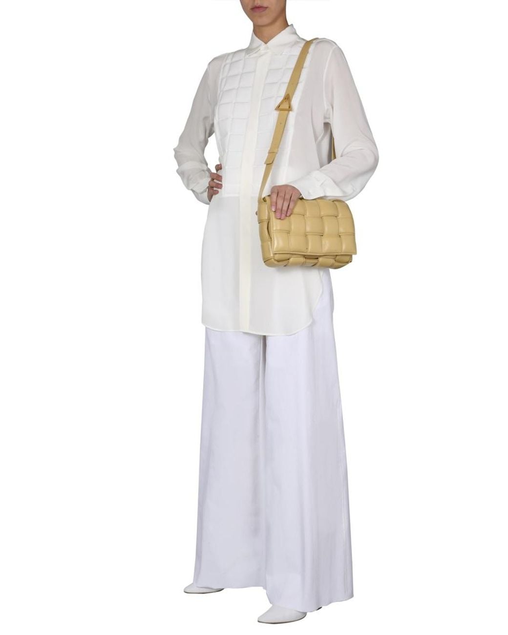 Bottega Veneta White Wide Trousers Polyamide