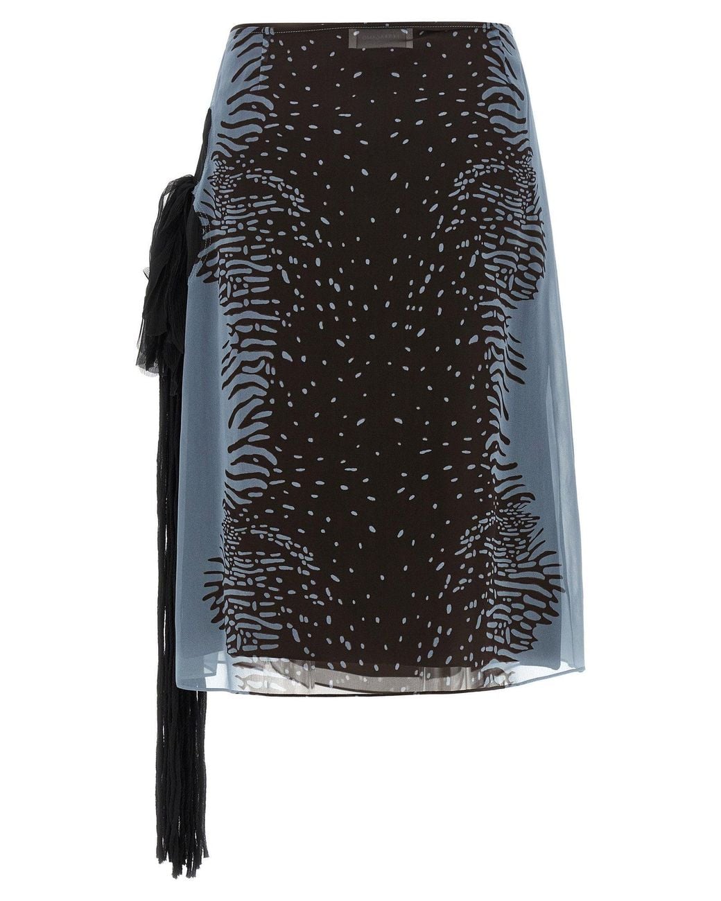 Ferragamo Black Animal Print Silk Georgette Skirt