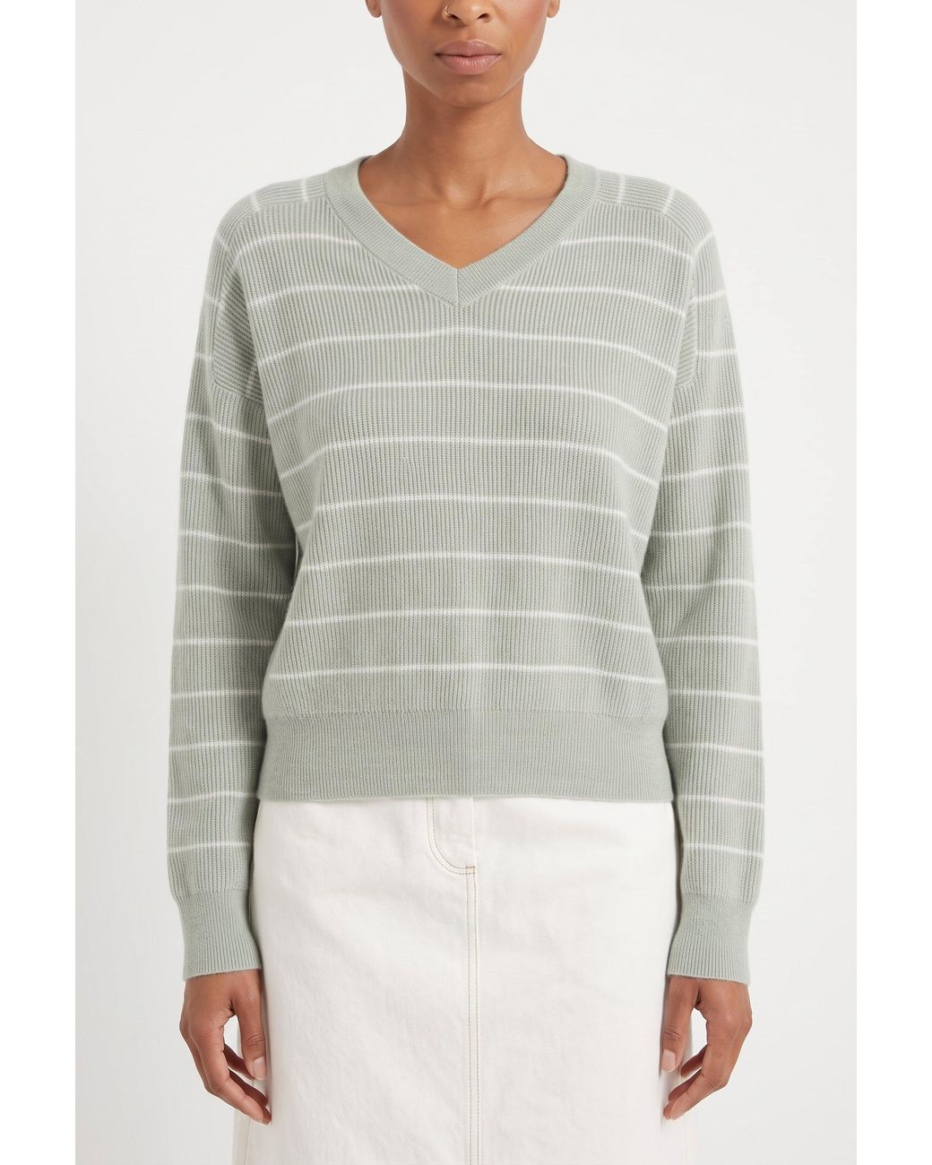 Brunello Cucinelli Gray Light Striped Sweater