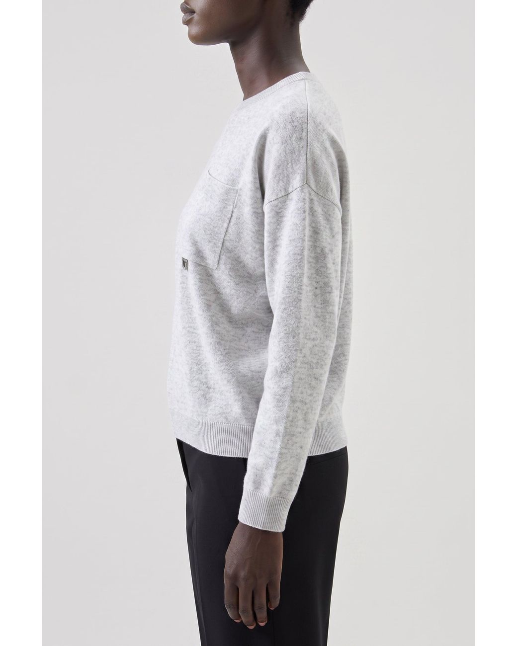 Brunello Cucinelli Gray Light Wool Silk Sweater
