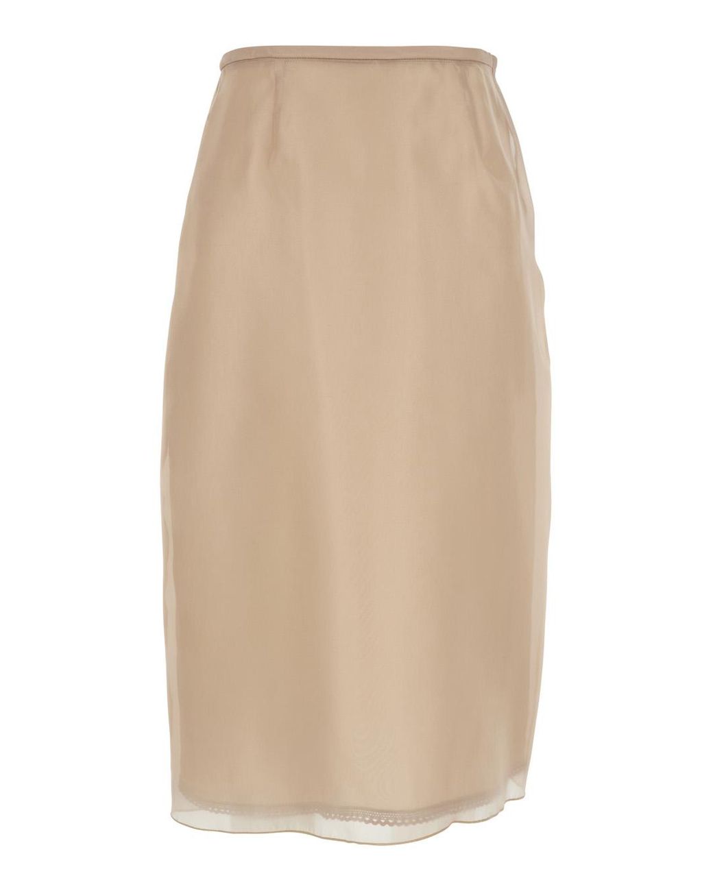 Le Plain Natural Tech Fabric Layered Design Midi Skirt For Polyester