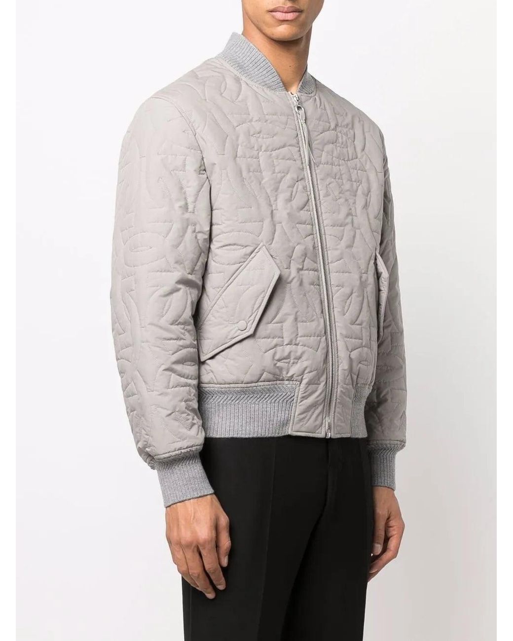 Ferragamo Gray Gancini-Logo Bomber Jacket for men