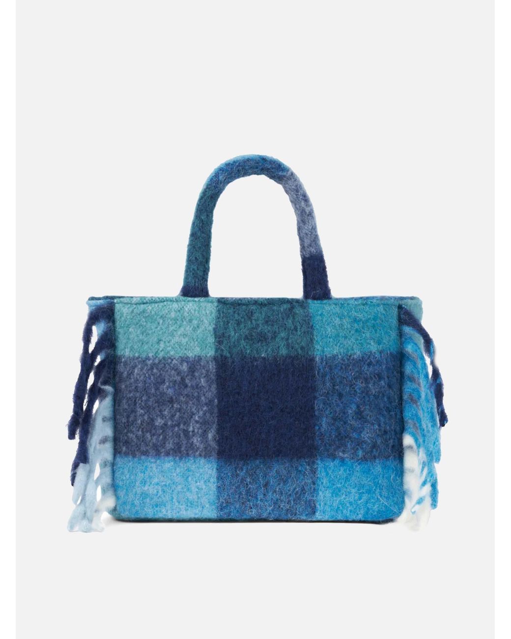 Mc2 Saint Barth Blue Colette Blanket Handbag With Check Print Bag