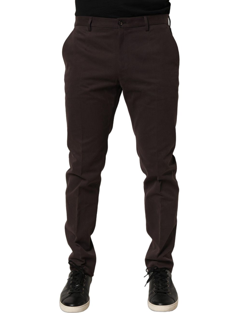 Dolce & Gabbana Black Cotton Skinny Leg Dress Trouser Pants for men