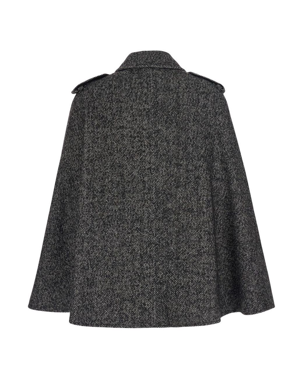 Le Plain Gray Short Wool Cape Coat