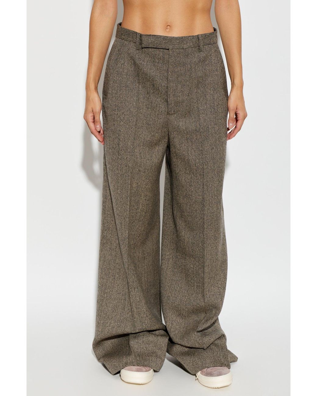 Rick Owens Gray Wool Wide-Leg Trousers